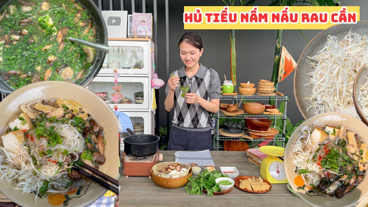 Làm Hủ Tiếu Nấm Nấu Rau Cần